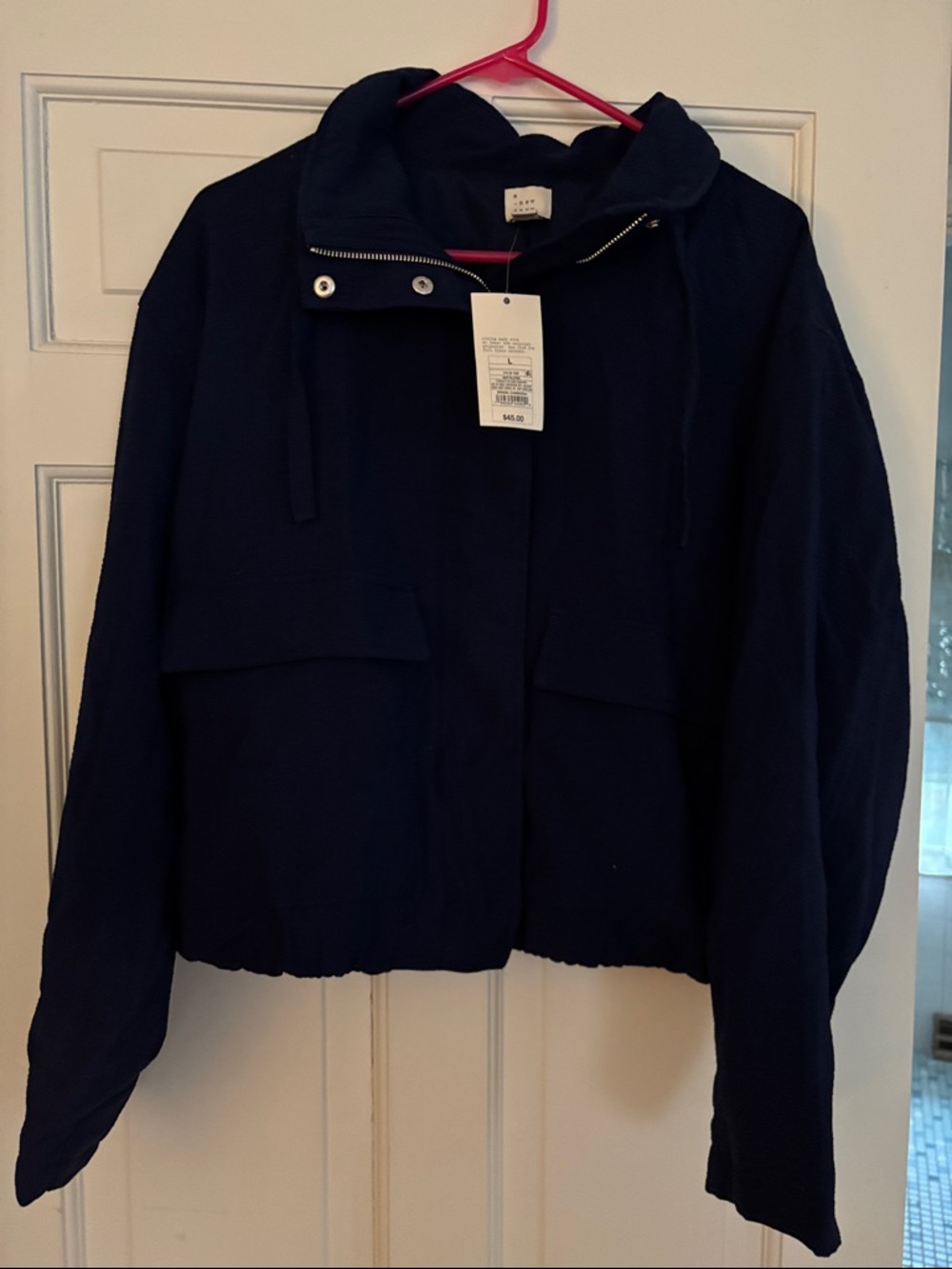 Women’s Navy Gauze Full Zip Jacket- A New Day Size Large